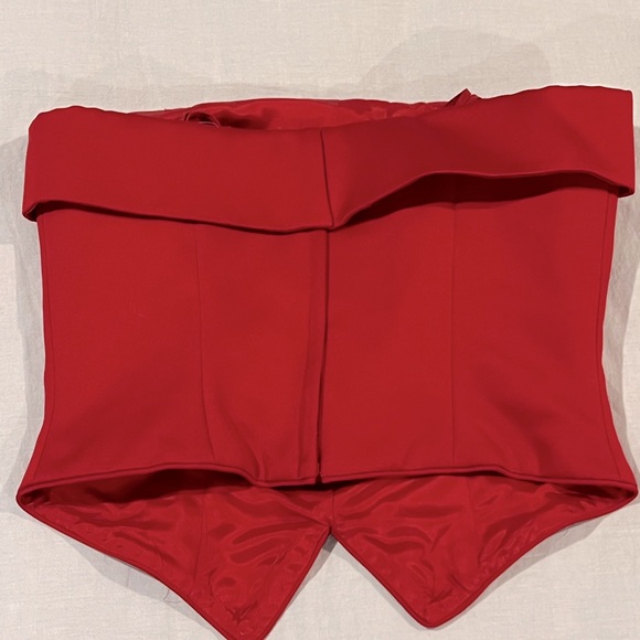 NWT BLACK TIE Red Satin 2pc Strapless Top Skirt Ballgown Holiday Tuxedo 4 Small - Picture 5 of 9